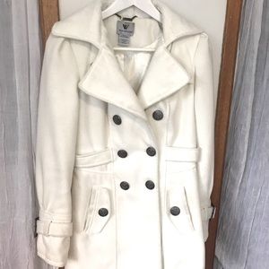 Classy cream mid-length peacoat